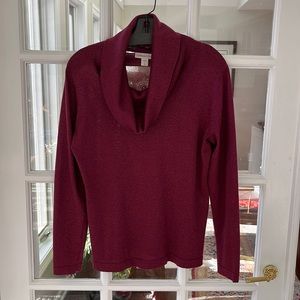 Coldwater creek cowl neck sweater rose/sparkle Size L